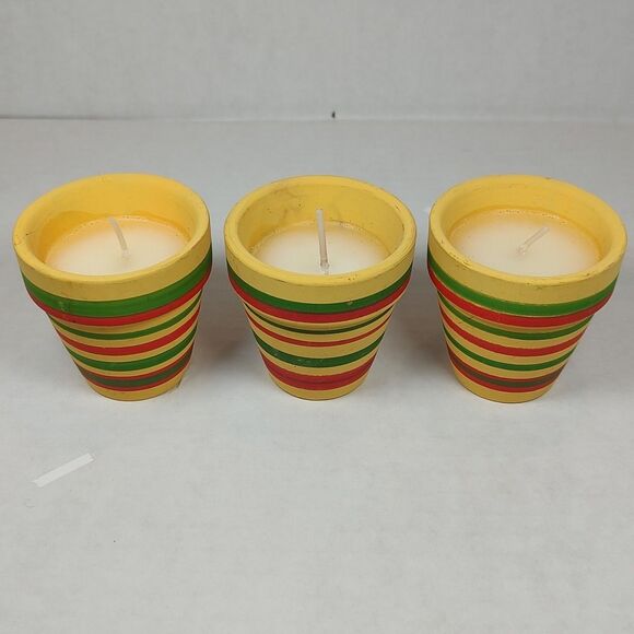 Lot of 3 Festive Colorful Striped Votive Candle Cups Boho Fiesta Southwestern - Picture 2 of 12